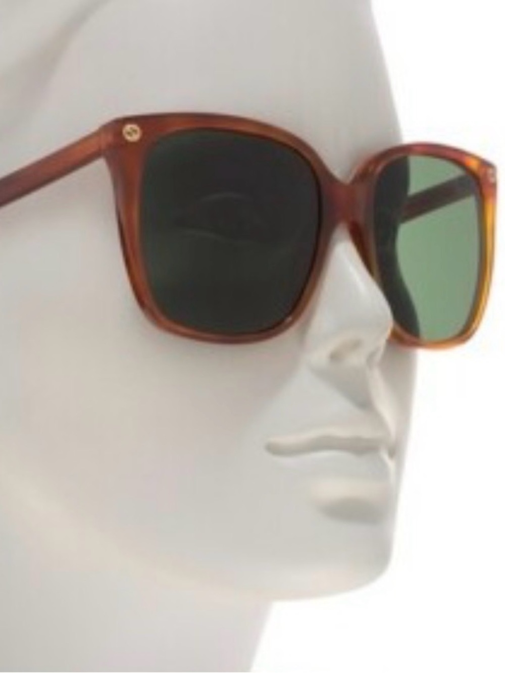 GUCCI GG0022S-002 Women's Cateye Sunglasses Havana Tortoise Gold Logo/Green 57mm